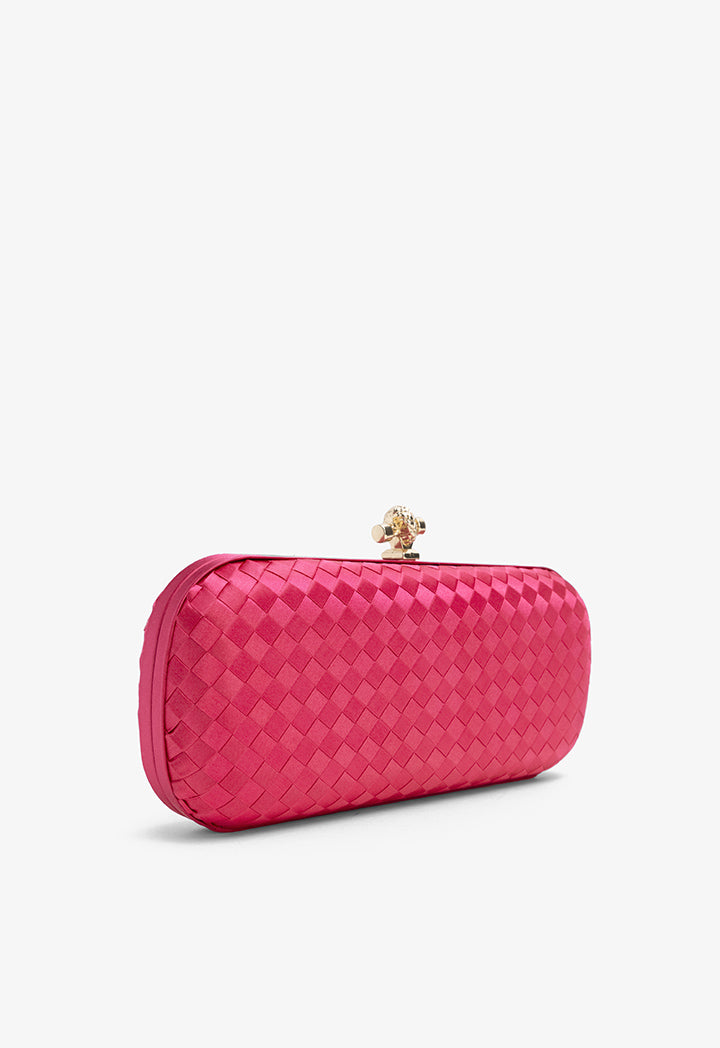 Choice Knot Clasp Woven Clutch Fuchsia