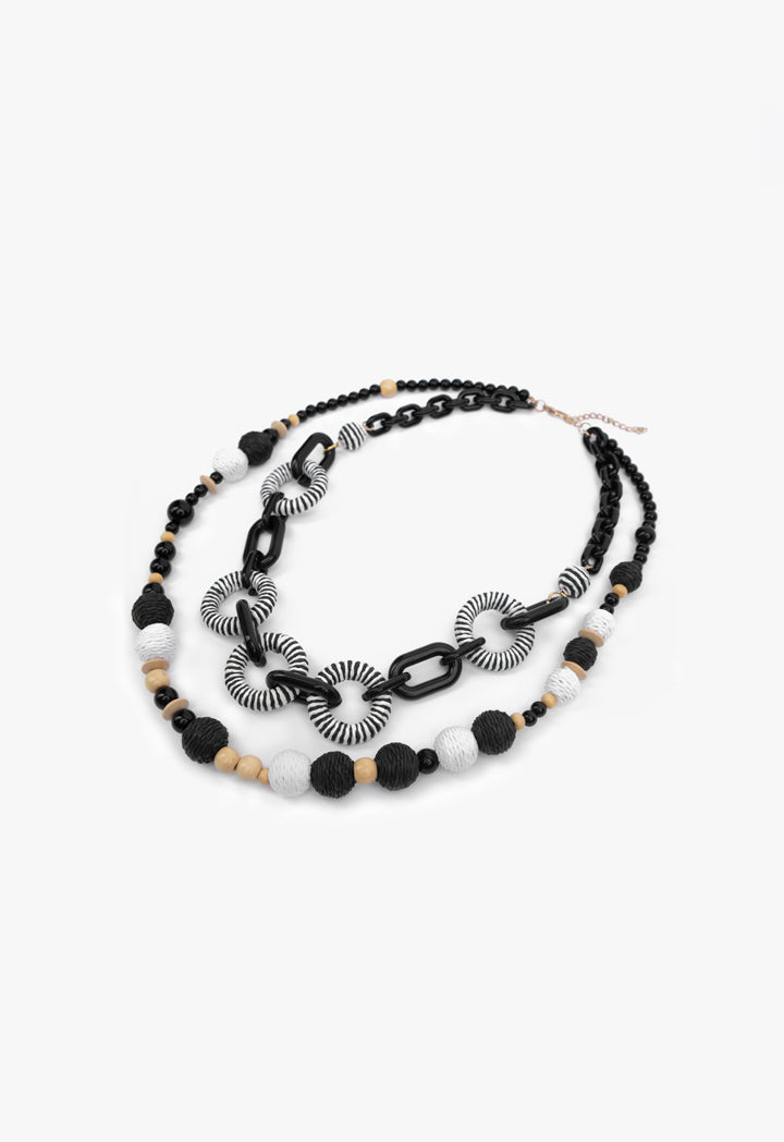 Choice Multi-Necklace With Ring Round Detail Black