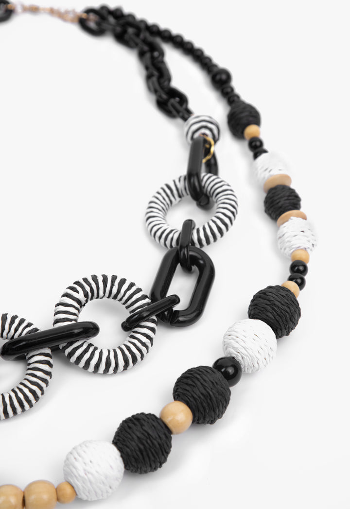 Choice Multi-Necklace With Ring Round Detail Black