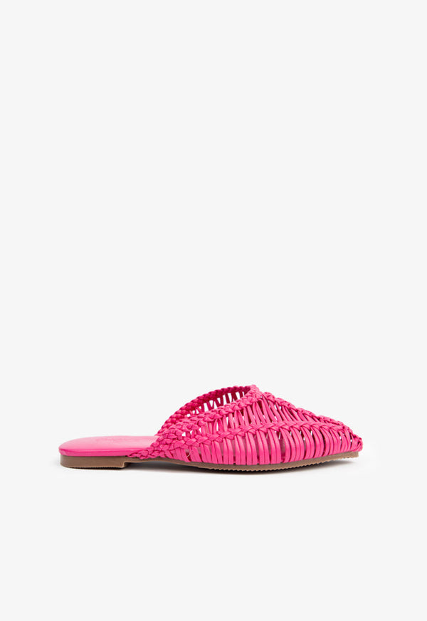 Choice Kids Braided Woven Flat Mules Fushia