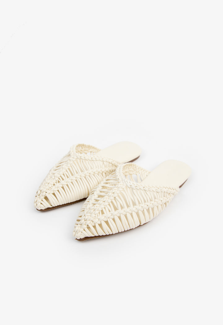 Choice Kids Braided Woven Flat Mules White