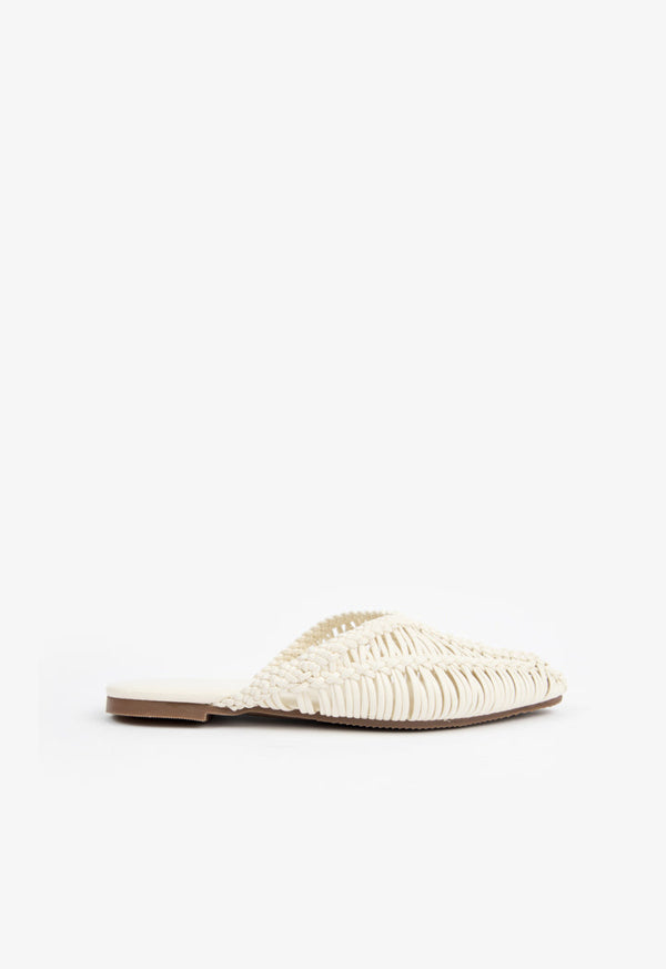 Choice Kids Braided Woven Flat Mules White