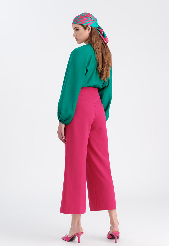 Choice Solid Pleated Culottes Magenta