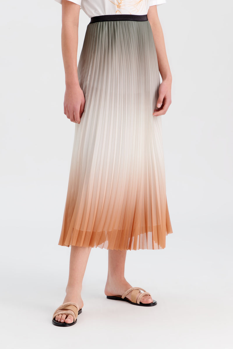 Choice Pleated Ombre Classic Skirt Caramel