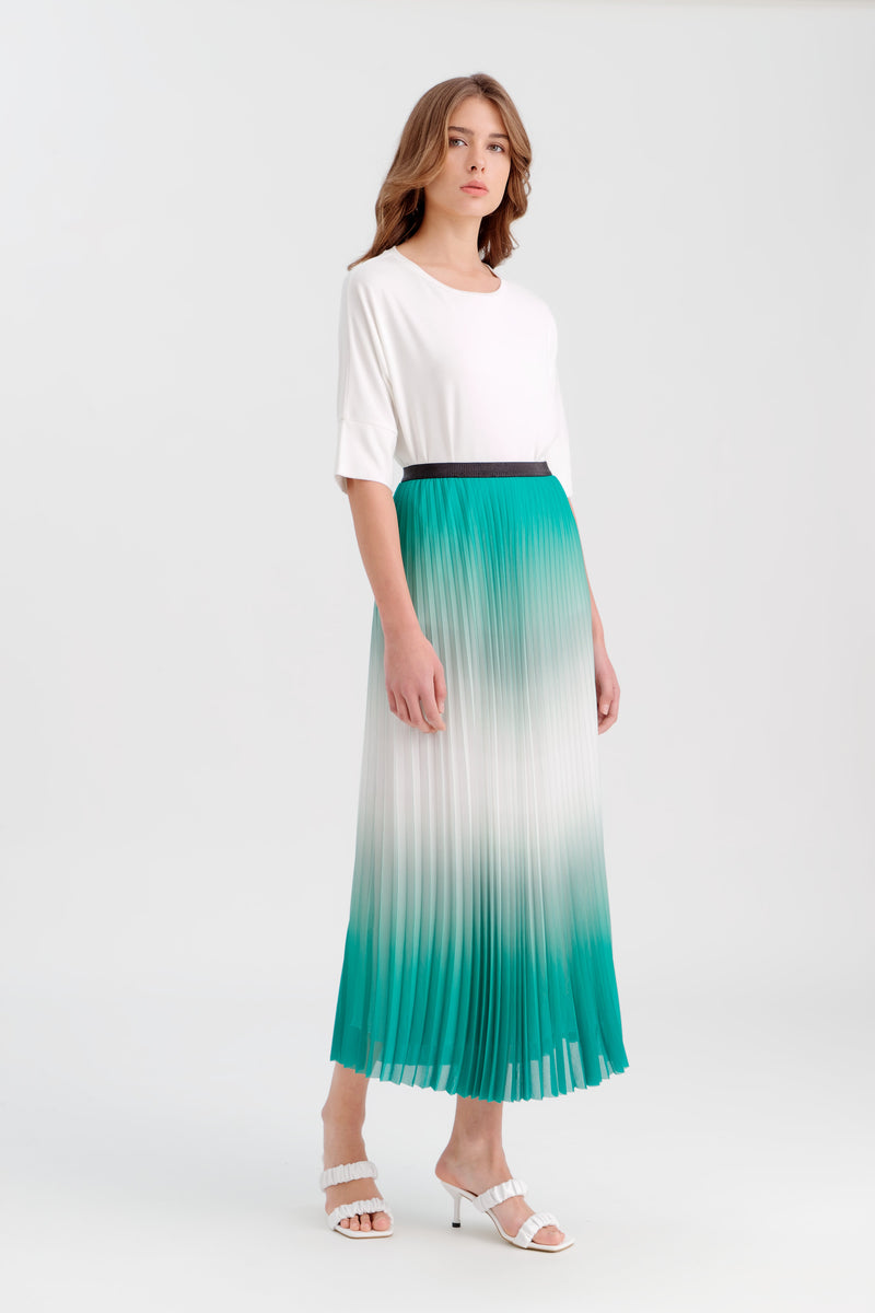 Choice Pleated Ombre Classic Skirt Green