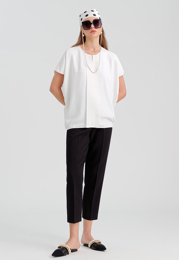 Choice Solid Crepe Loose Fit Blouse Off White