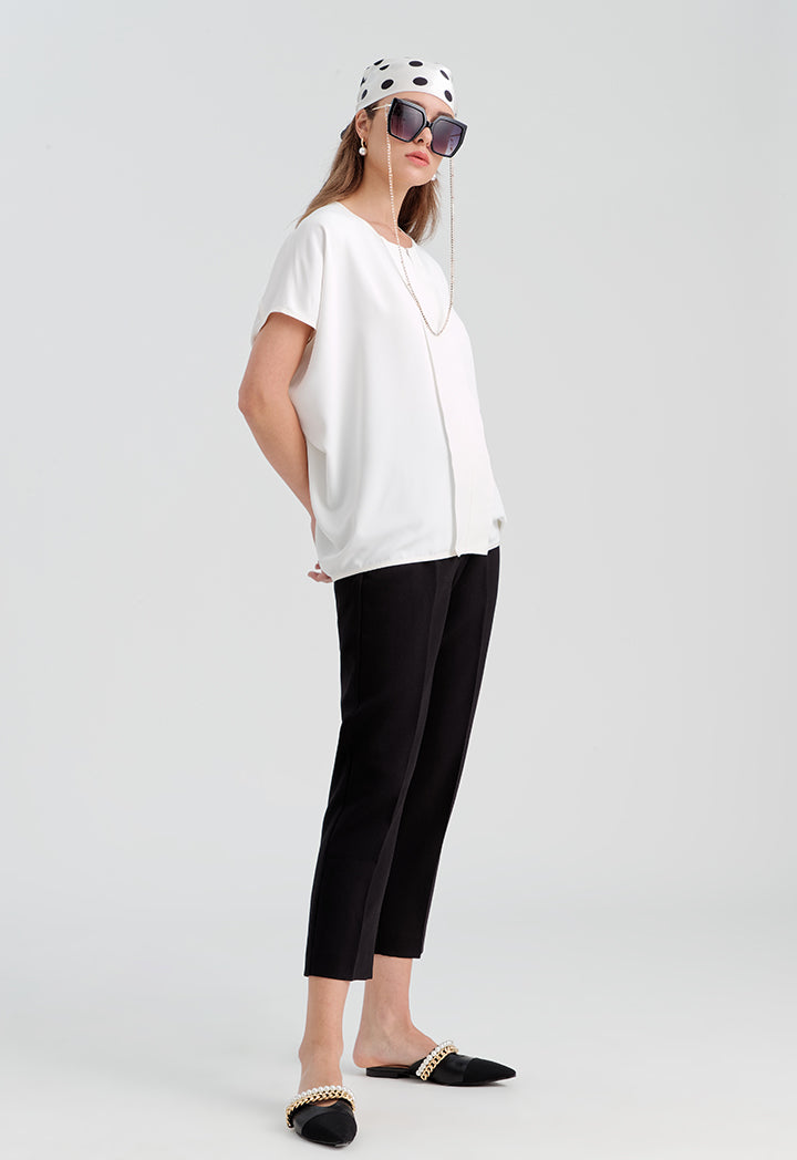 Choice Solid Crepe Loose Fit Blouse Off White