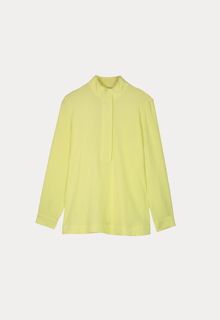 Choice Curved Hem With Side Buttons Shirt Yellow