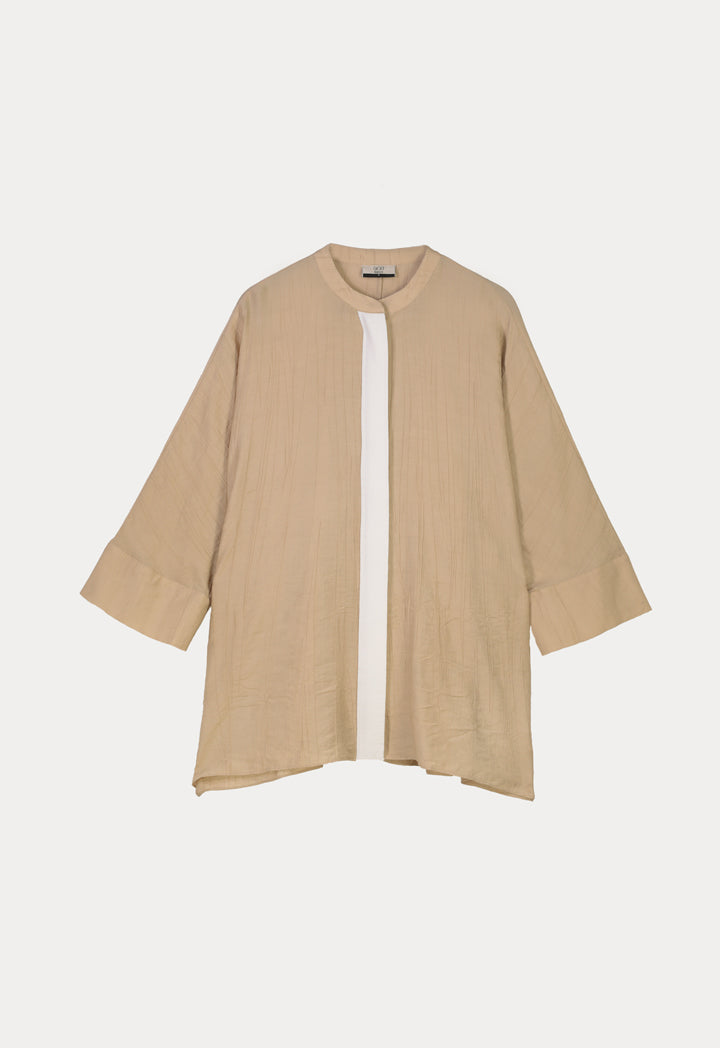 Choice Contrast Line Shirt Beige