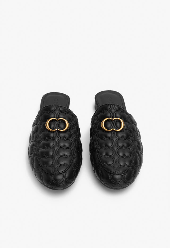 Choice Quilted Embellished Mules Black