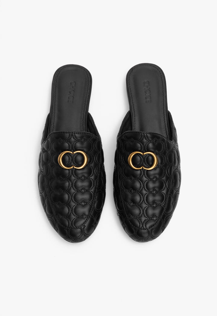 Choice Quilted Embellished Mules Black