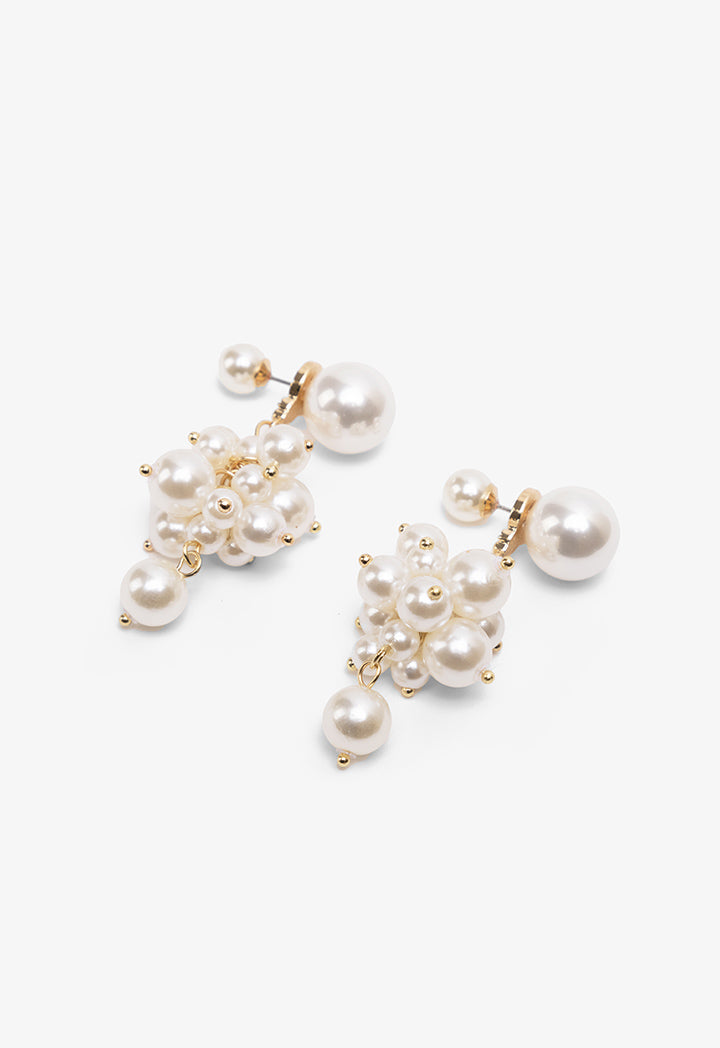 Choice Faux Pearls Embellished Earrings White