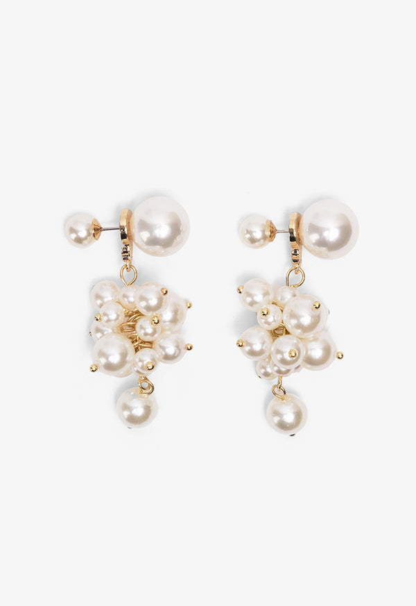 Choice Faux Pearls Embellished Earrings White