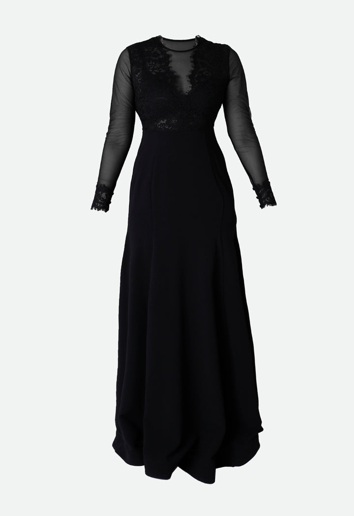 Choice Lace Trim Black Dress Black