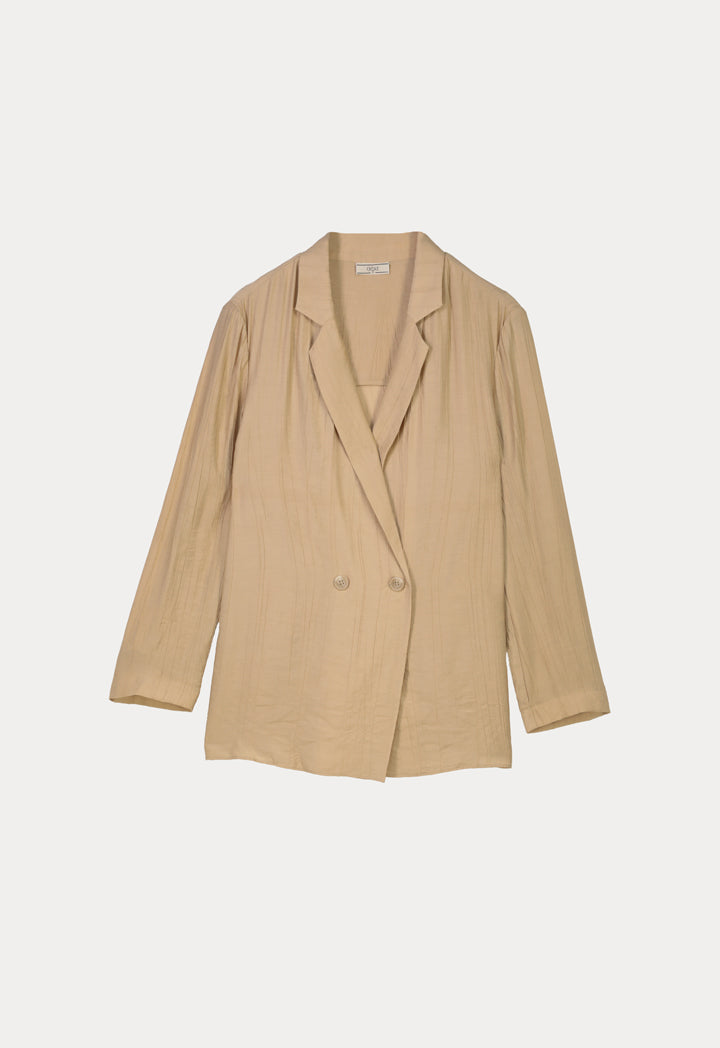 Choice Solid Double Breasted Blazer Sand Beige