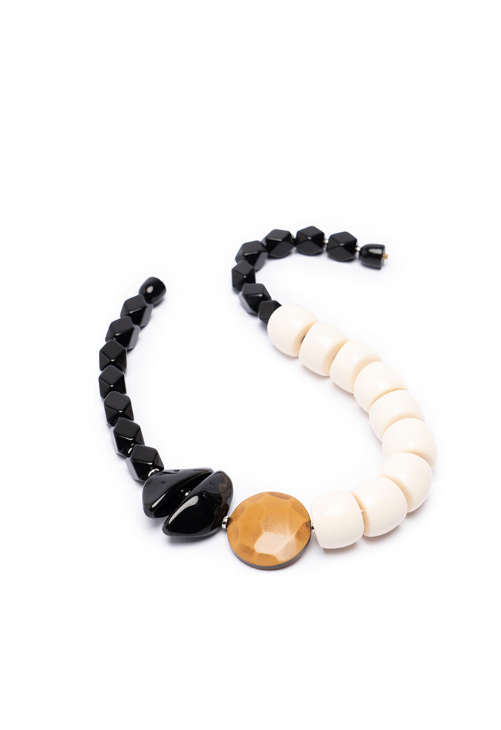 Choice Wooden Resin Multi Color Necklace Off white