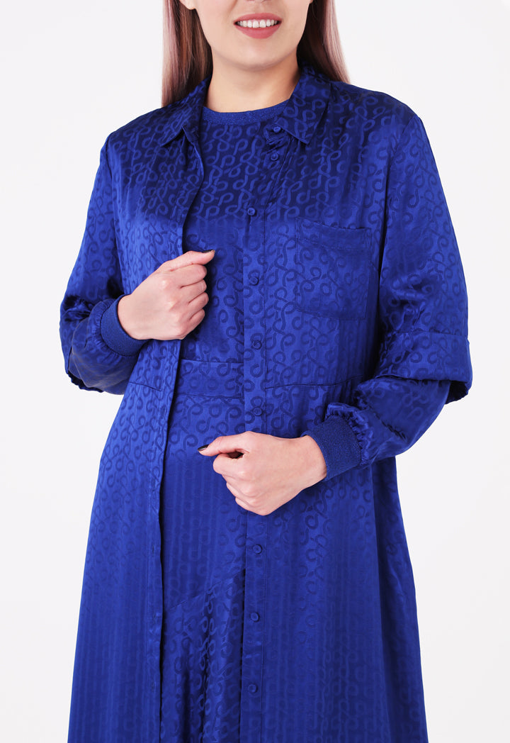 Choice Jacquard Shirt Dress Cobalt