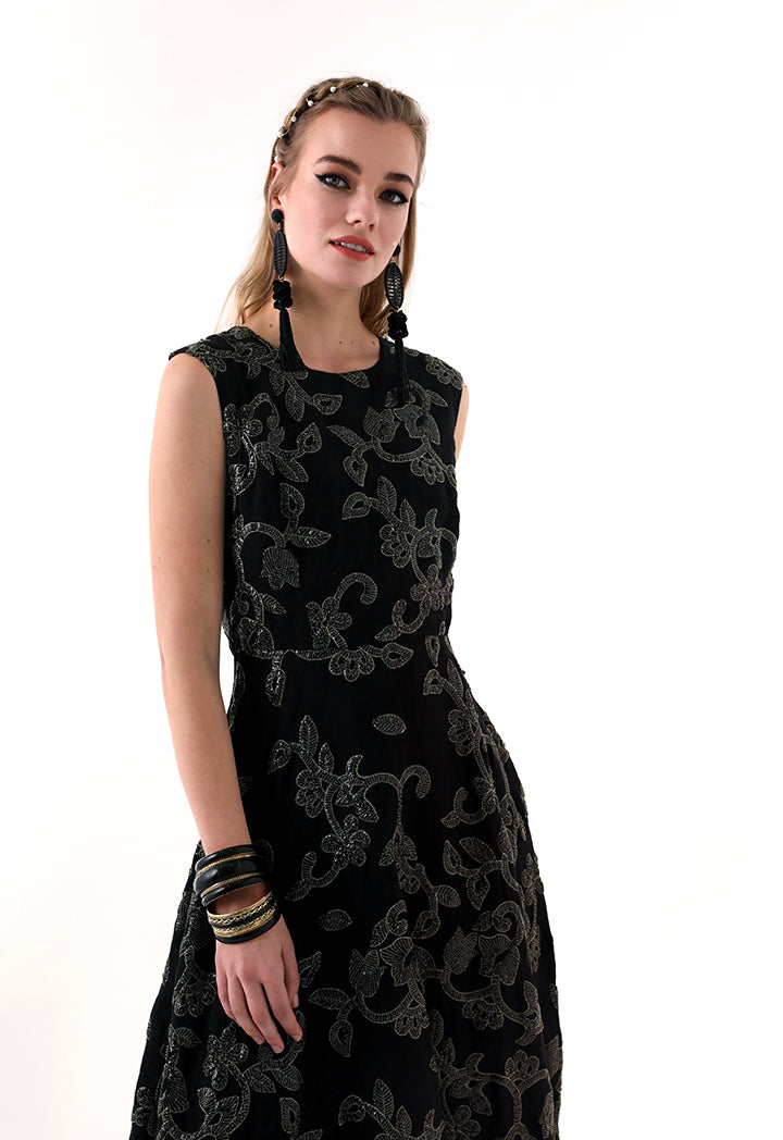 Choice Sequins Embroidery Sleeveless Dress Black - Wardrobe Fashion