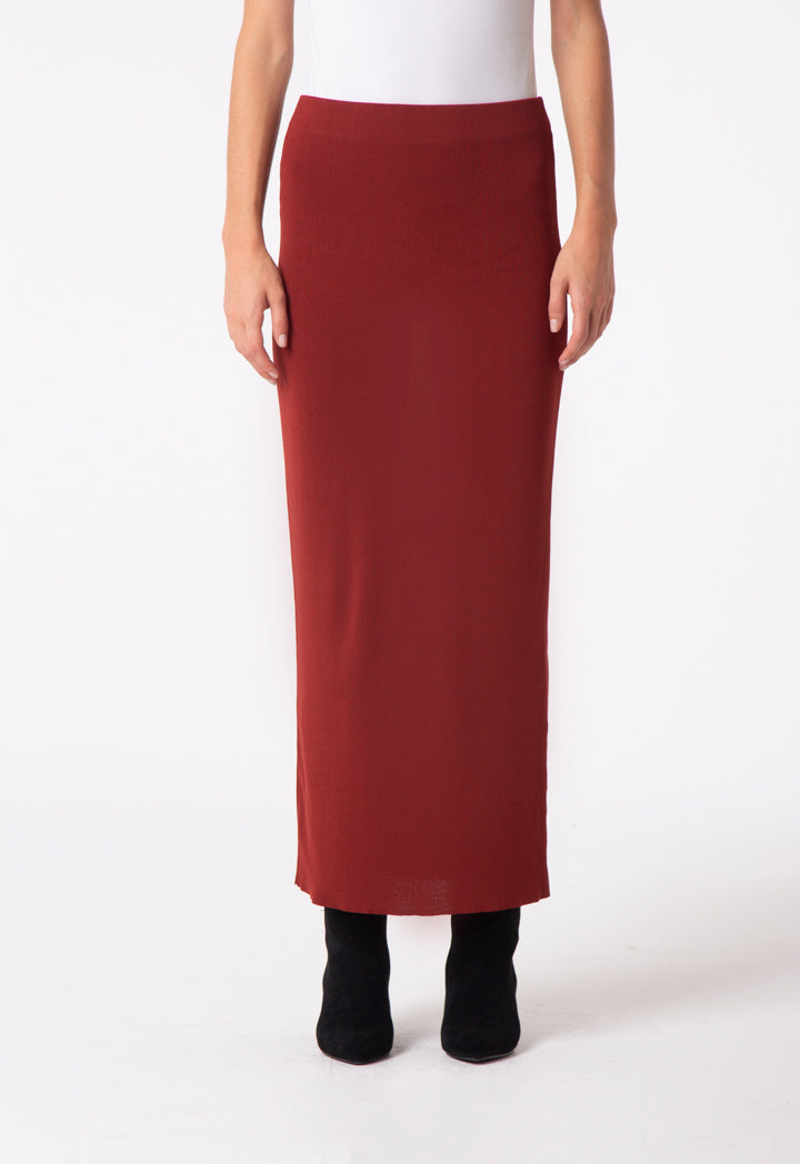 Choice Knitted Midi Skirt Rust