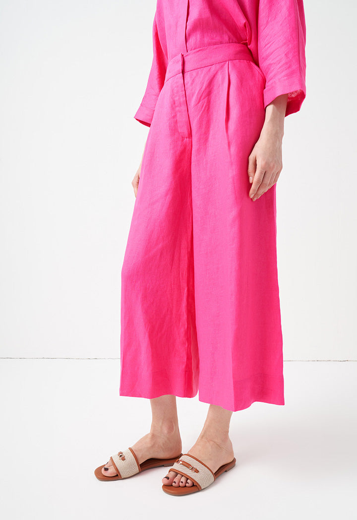 Choice Wide Leg Solid Trousers Fuchsia