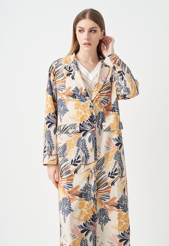 Choice Allover Printed Outerwear Yellow Print