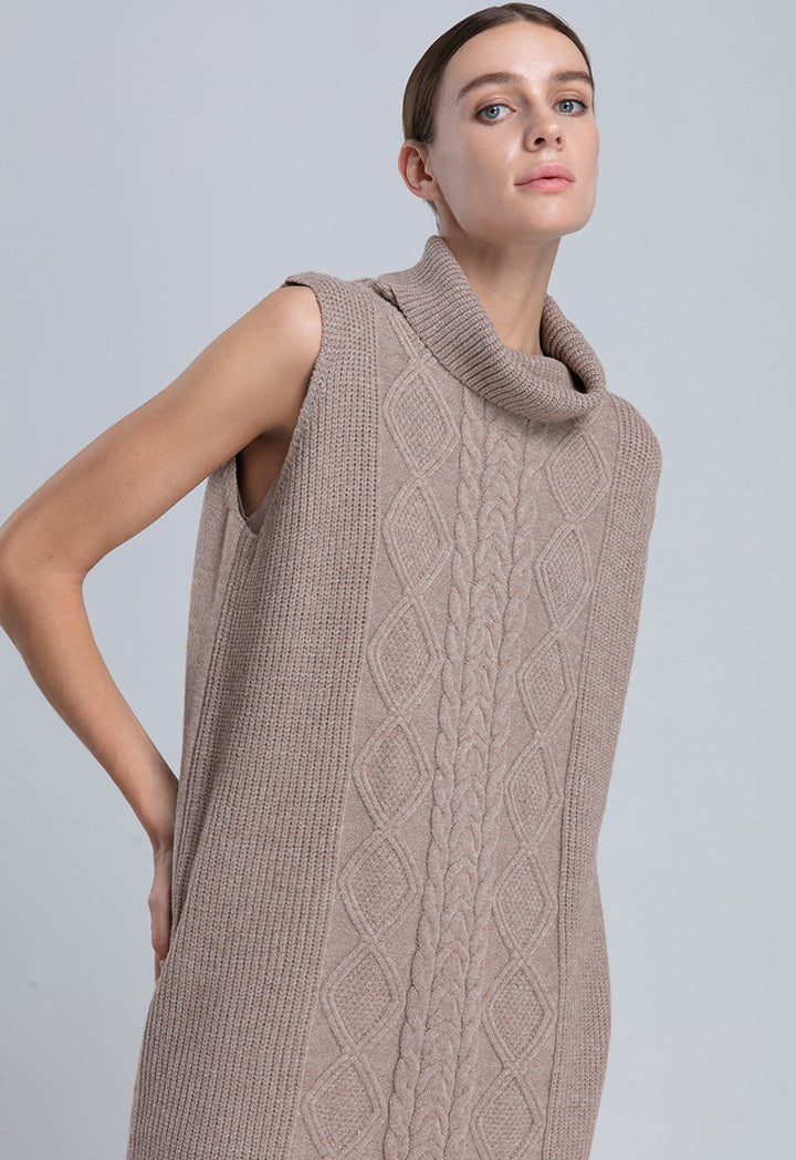 Choice Grosse Torsade Knit Cowl Sleeveless Dress Vison