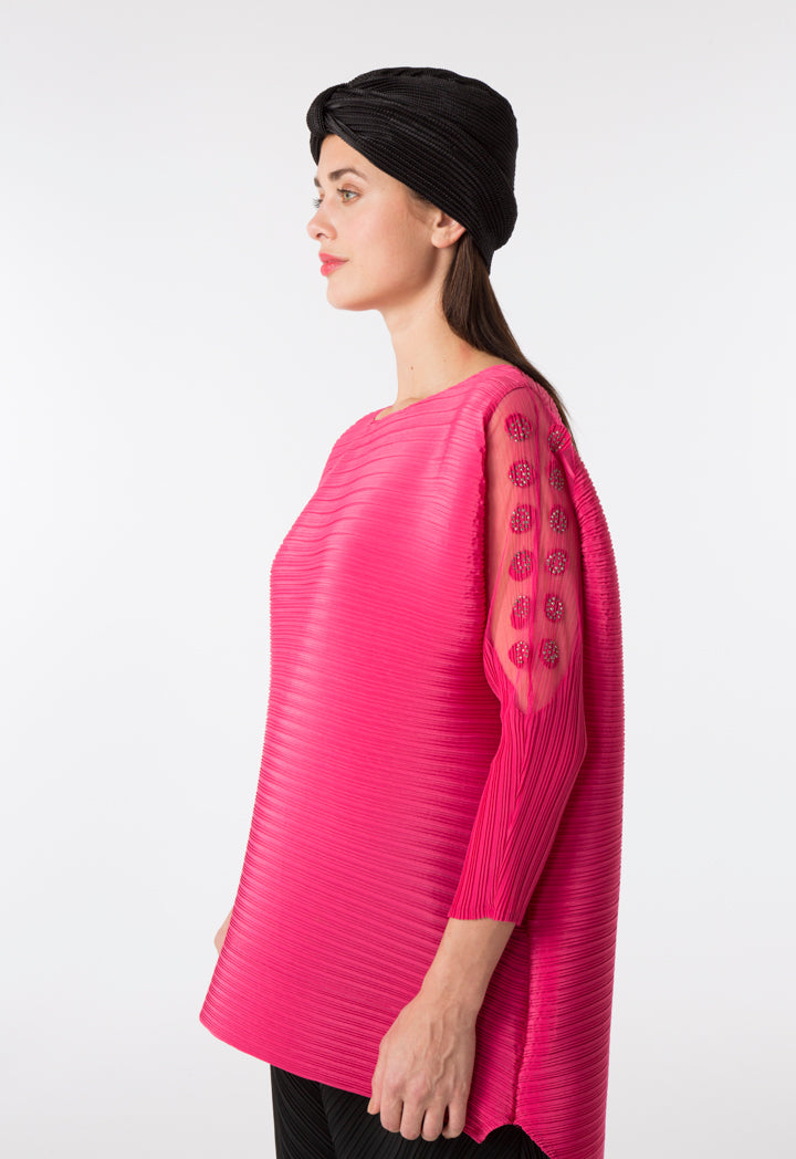 Choice Micro Pleated Blouse Fuchsia