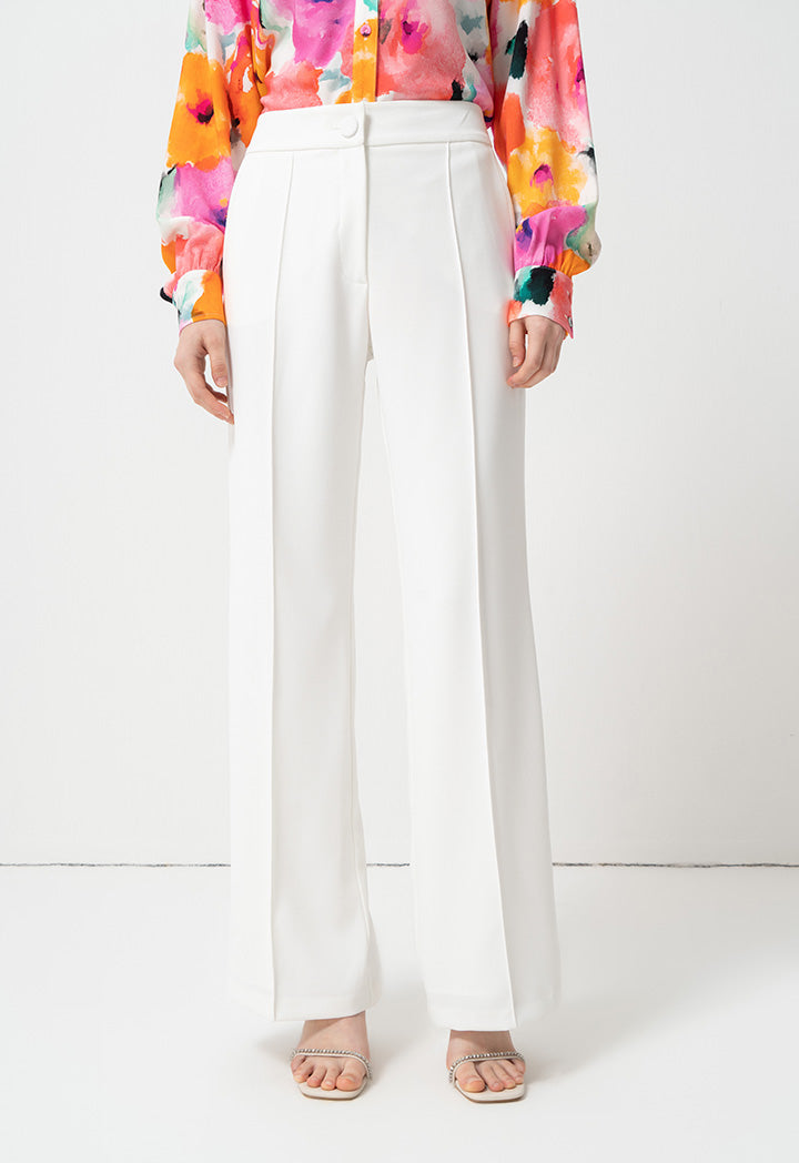 Choice Single Tone High-Waist Trousers Off White