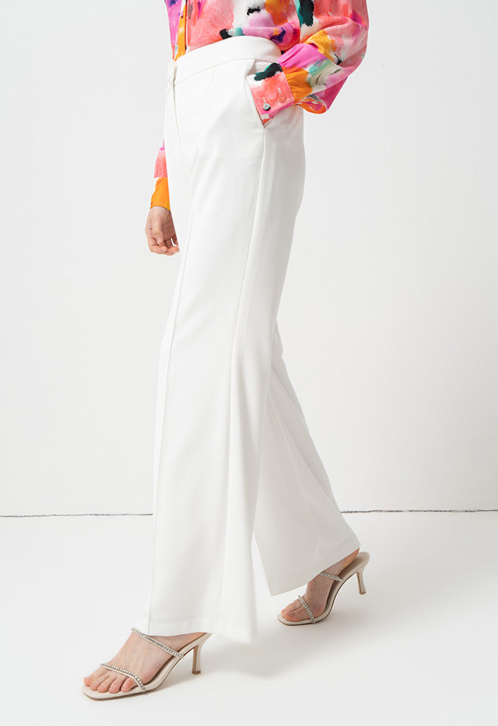 Choice Single Tone High-Waist Trousers Off White