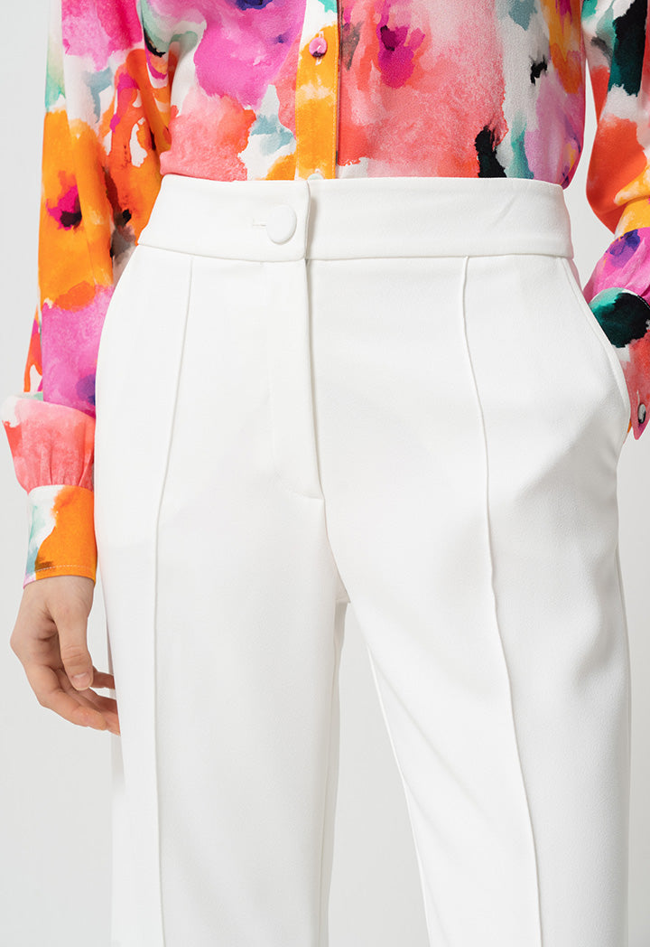 Choice Single Tone High-Waist Trousers Off White