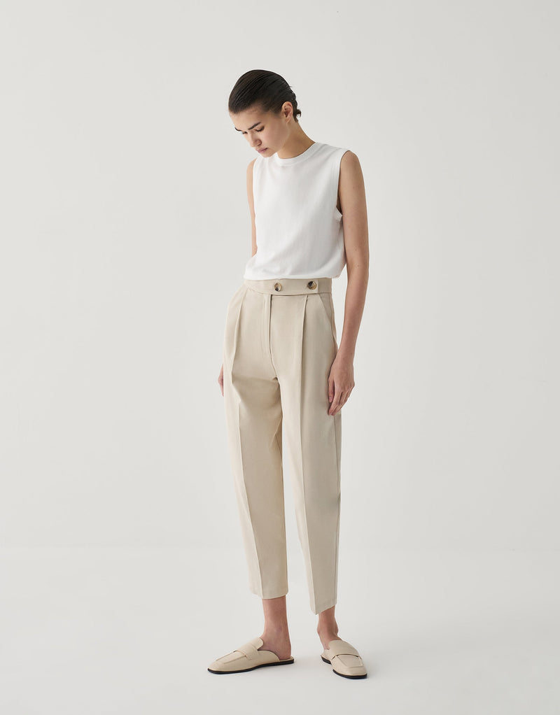 Kk Design Solid Pegged Fit Pants Stone Color