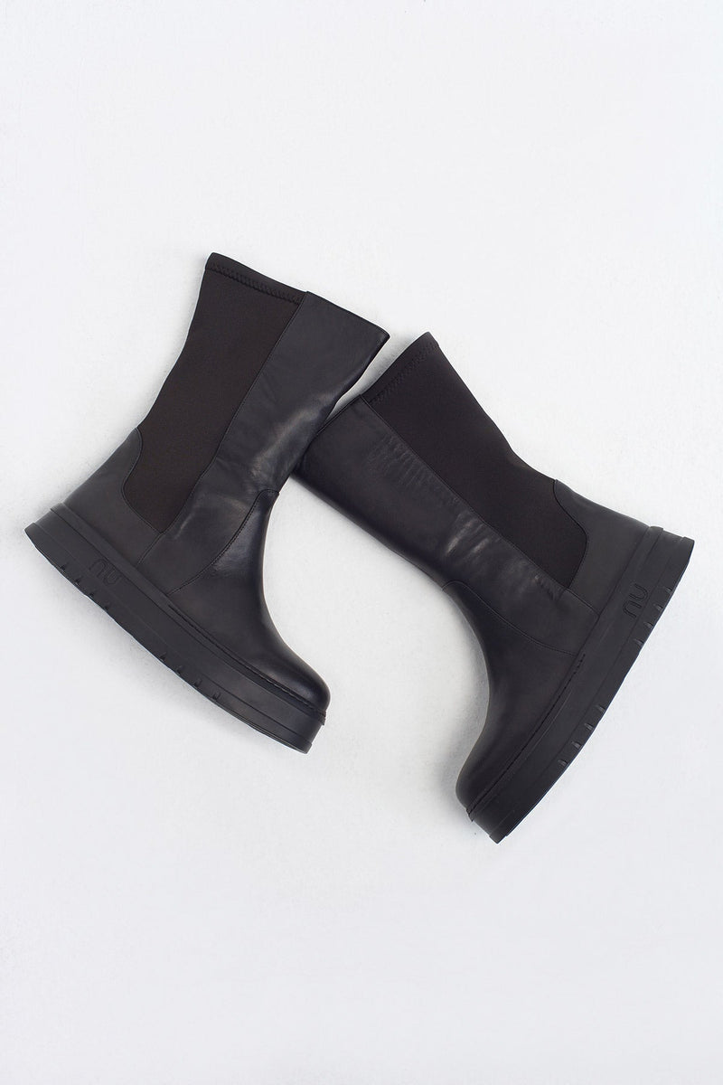 NU Pu Leather Boots Black
