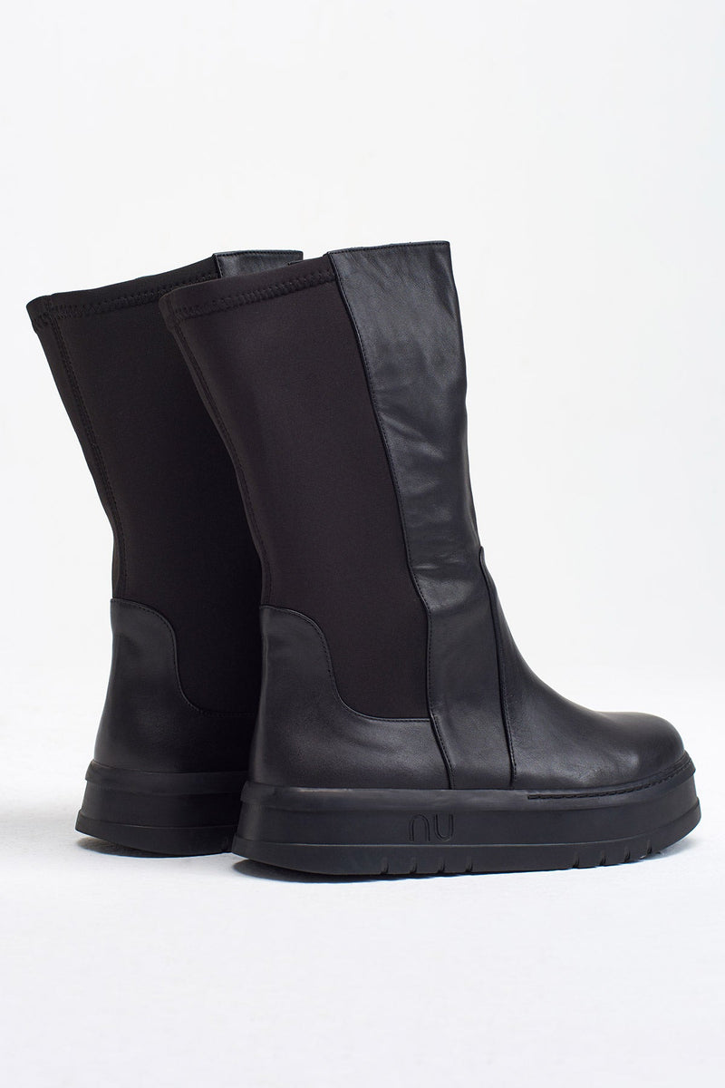 NU Pu Leather Boots Black