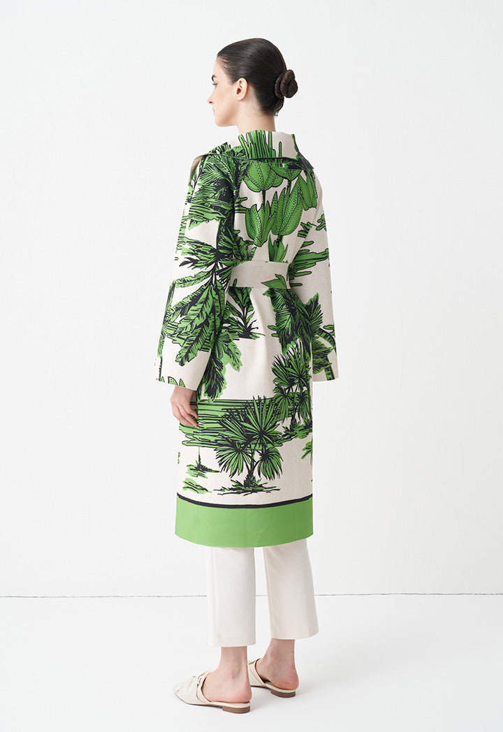 Choice Printed Outerwear With Belt Green Print