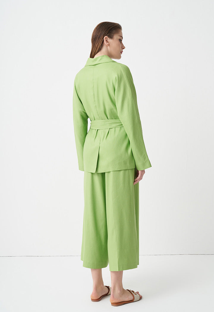 Choice Open-Front Belted Blazer Green