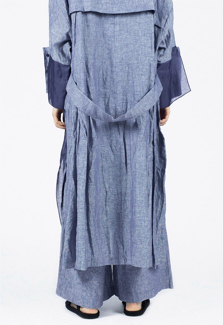 Nu Long Sleeve Midi Shirt Dress Light Blue