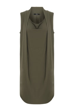 Nu Military Sleeveless Drape Detail Dress 610 Khaki