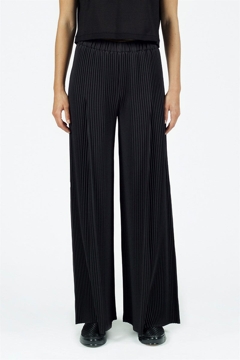 Nu Normal Waist Pleated Trouser Black