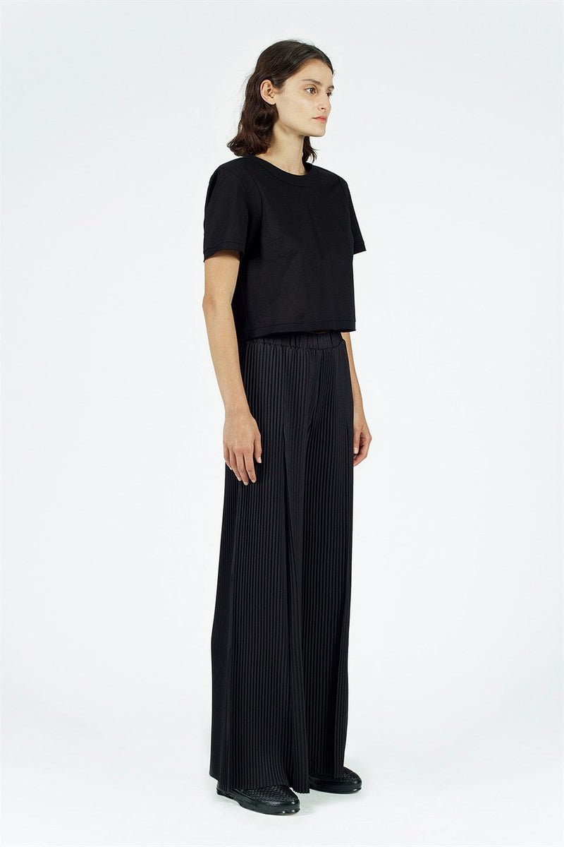 Nu Normal Waist Pleated Trouser Black