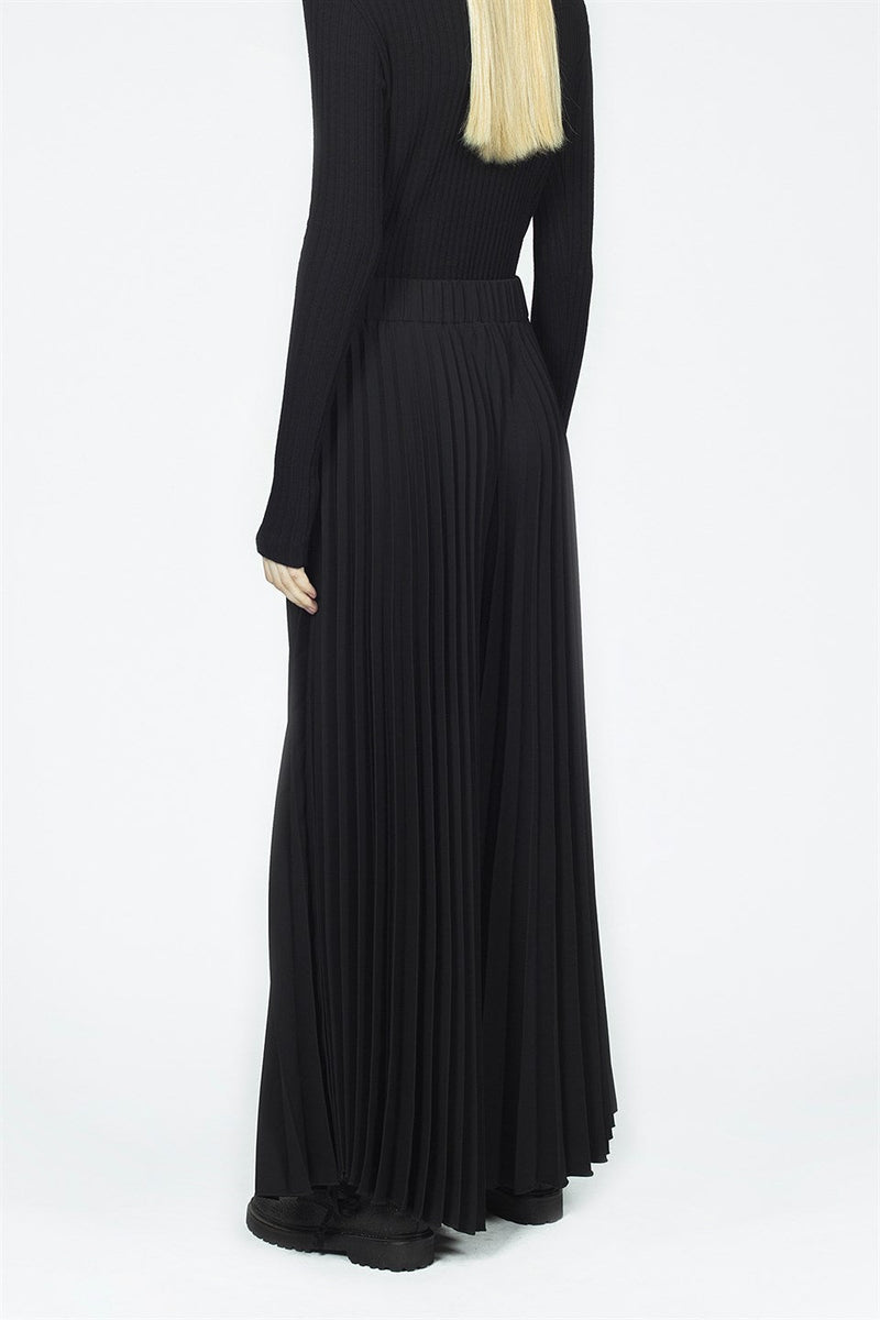 Nu High Waist Pleated Palazzo Trouser Black