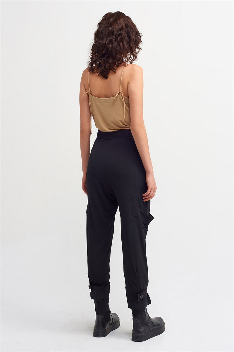 Nu High Waist Pocket Detail Trouser Black