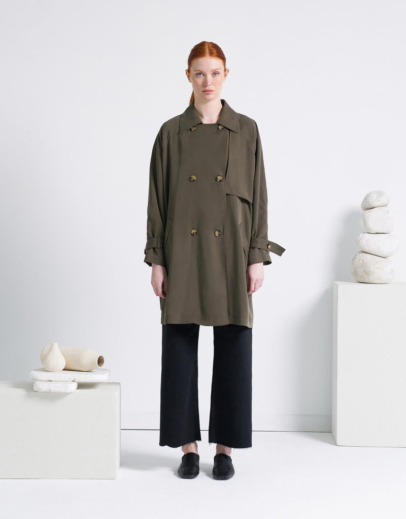 Kkdesign Double Breasted Trench Coat Khaki