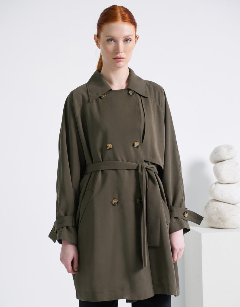 Kkdesign Double Breasted Trench Coat Khaki