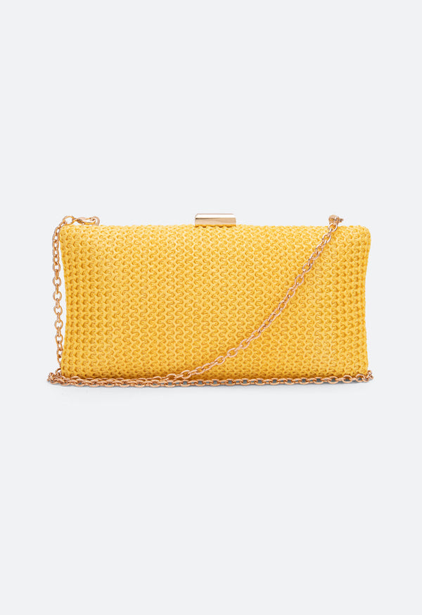 Choice Woven Straw Box Clutch Bag Yellow - Wardrobe Fashion