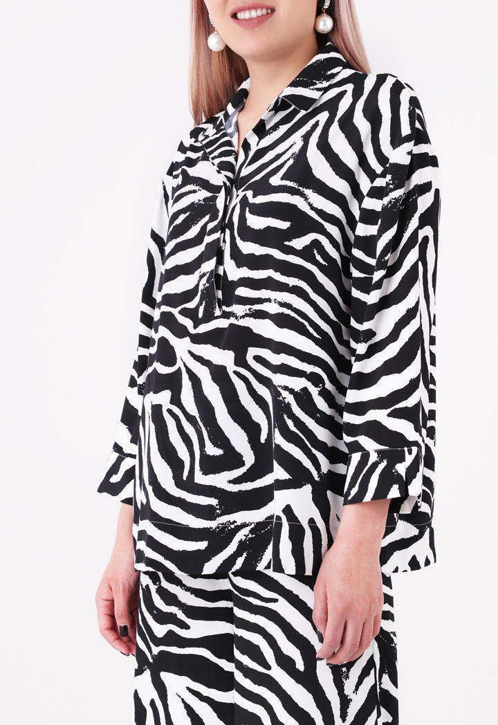 Choice Zebra Printed Blouse Multicolor