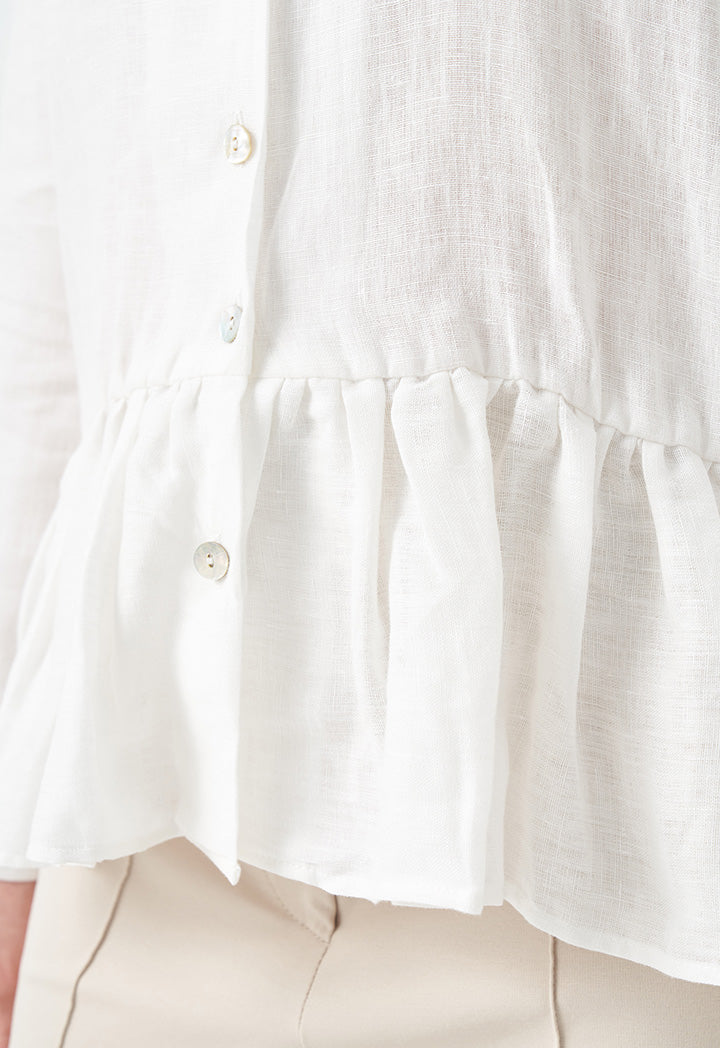 Choice Tiered Hem Solid Shirt Off White