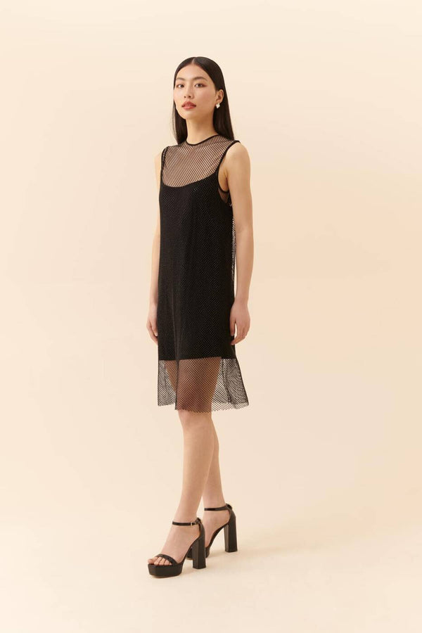 Roman Sleeveless Stone Evening Dress Black