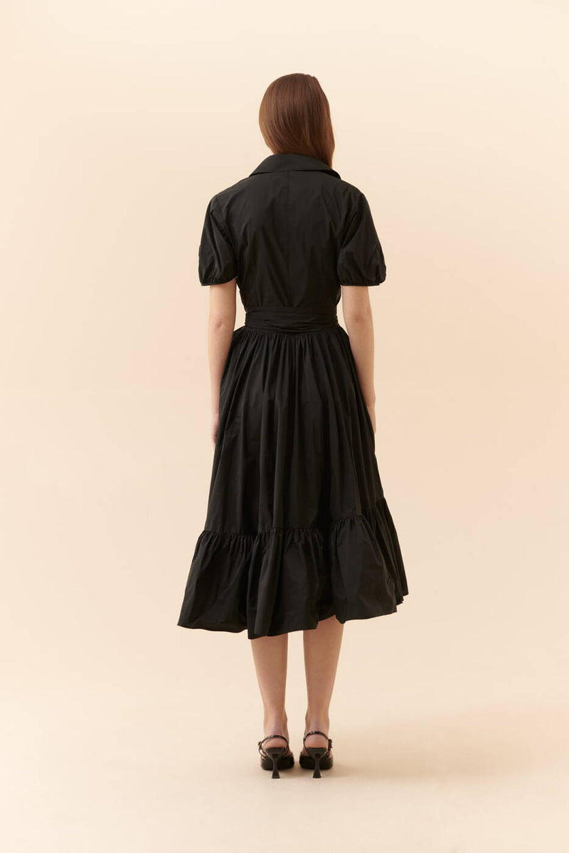 Roman Taffeta Evening Midi Dress Black