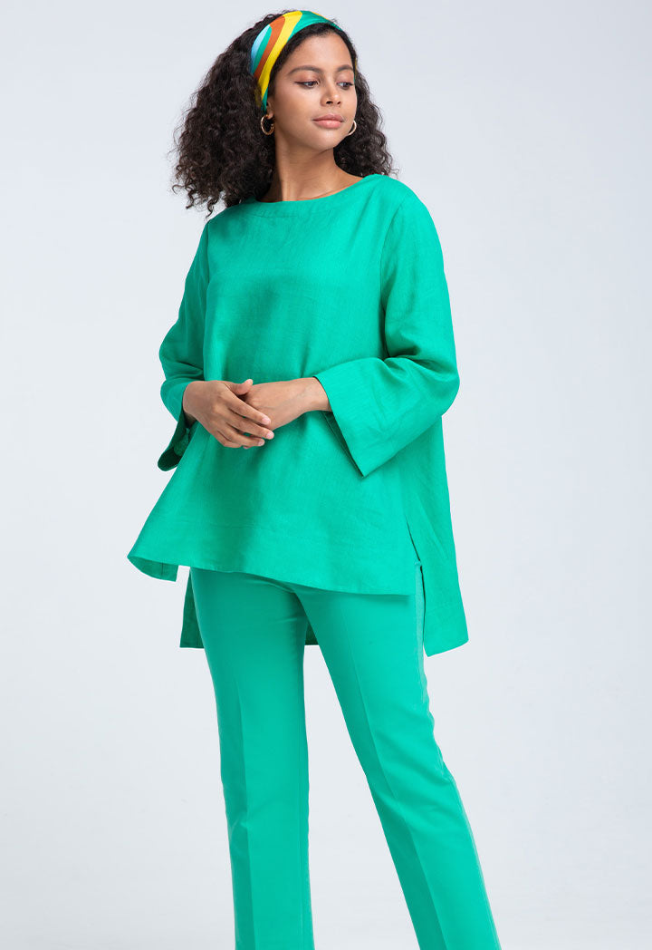 Choice High Low Tobac Blouse Green