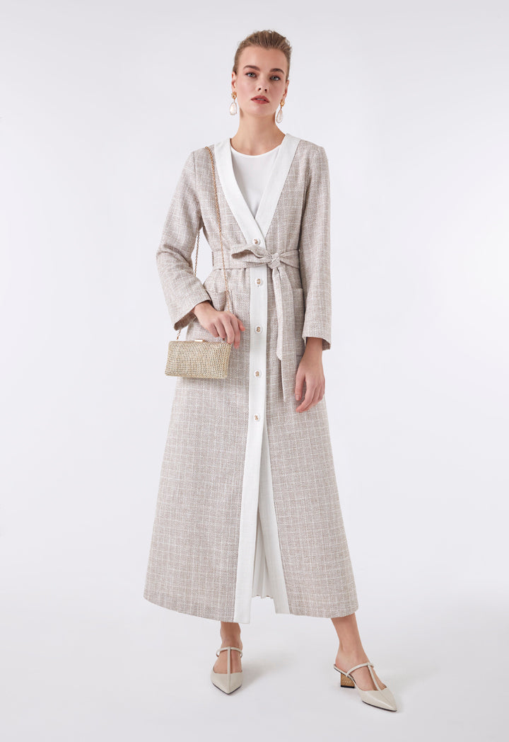 Choice Maxi Tweed Outerwear Beige - Wardrobe Fashion